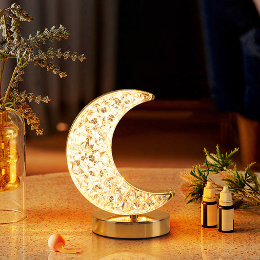LED Moon Star Night Light Table Lamp Metal Base USB Charging Round Square Touching Adjustable Lights Projector Lights NINETY NIGHT   