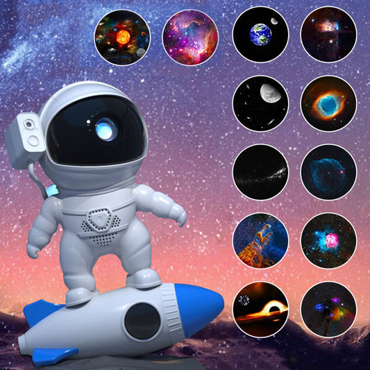12 PCS Film Discs Star Projector Galaxy Night Light Astronaut Rocket Milky Way LED Lamp Rotating Projector Lights NINETY NIGHT   