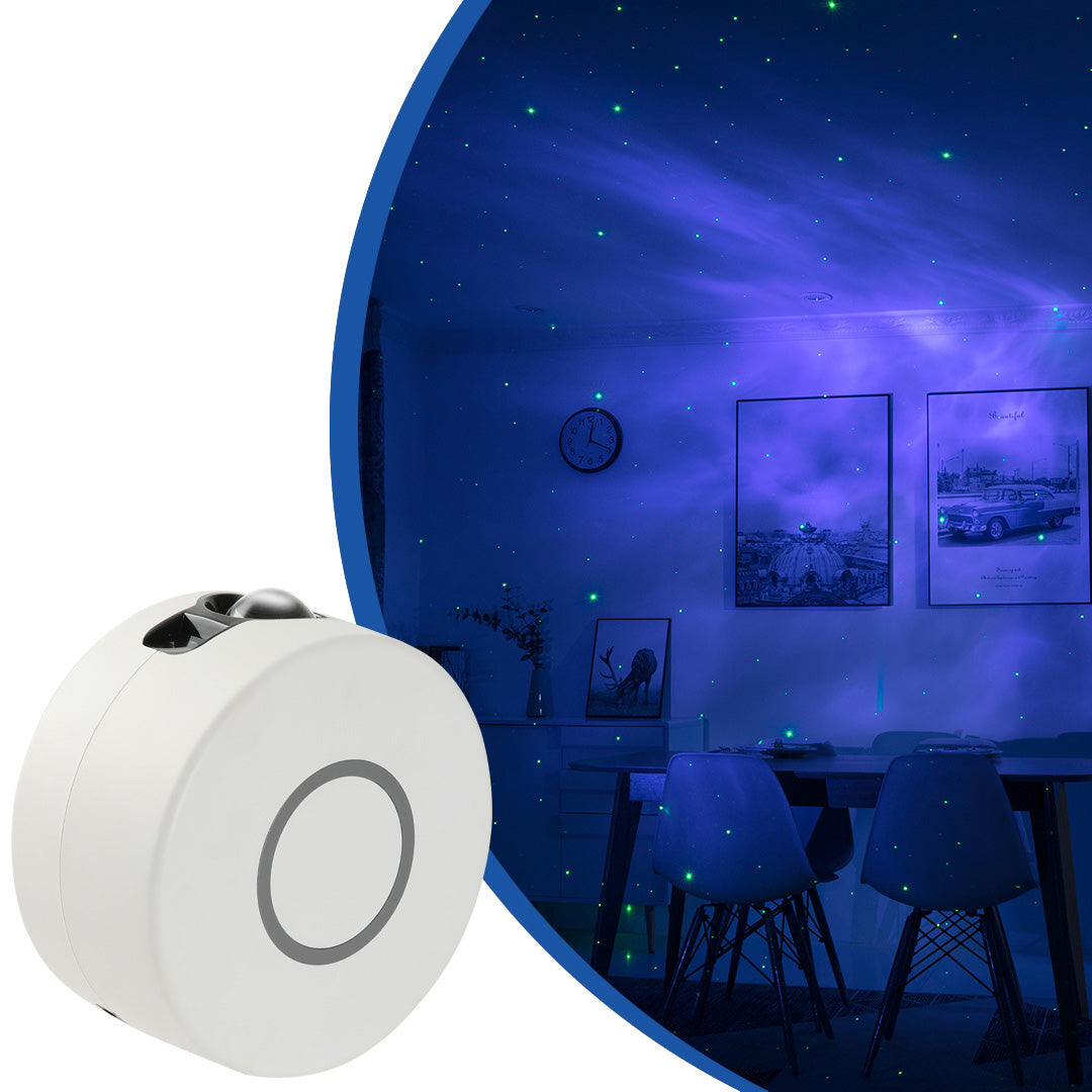 Star Projector Galaxy Night Light Round White Gray Starry Nebula LED Lamp With Remote Projector Lights NINETY NIGHT   