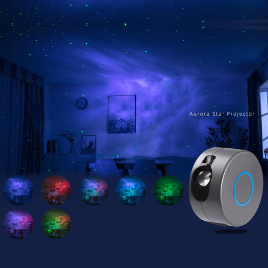 Star Projector Galaxy Night Light Round White Gray Starry Nebula LED Lamp With Remote Projector Lights NINETY NIGHT Gray  