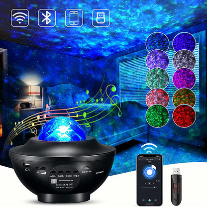 Star Projector Galaxy Night Light Spaceship Bluetooth Starry Nebula LED Lamp with Remote and Timer Projector Lights NINETY NIGHT   