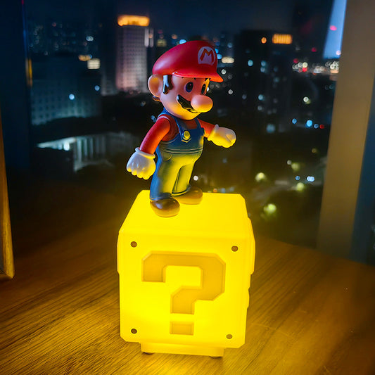LED Night Light Wall Light Super Mario Question Mark Press Sounds Velcro Cute For Kids Children Outdoor Traveling To Go Projector Lights NINETY NIGHT   