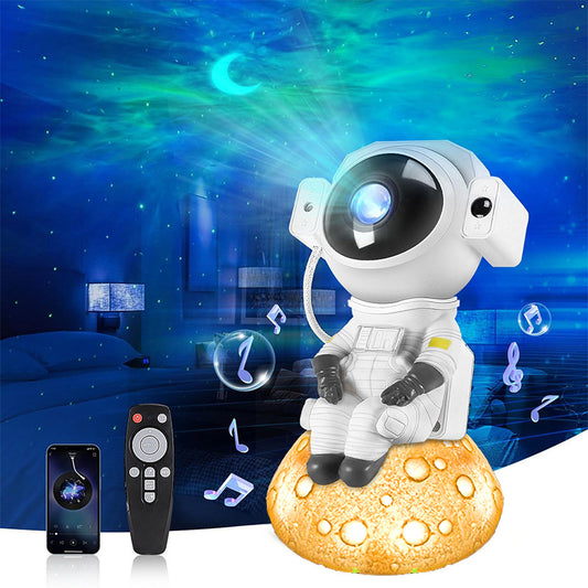 Star Projector Galaxy Night Light Astronaut Sitting On The Moon Bluetooth Starry Nebula LED Lamp with Remote and Timer Projector Lights NINETY NIGHT   