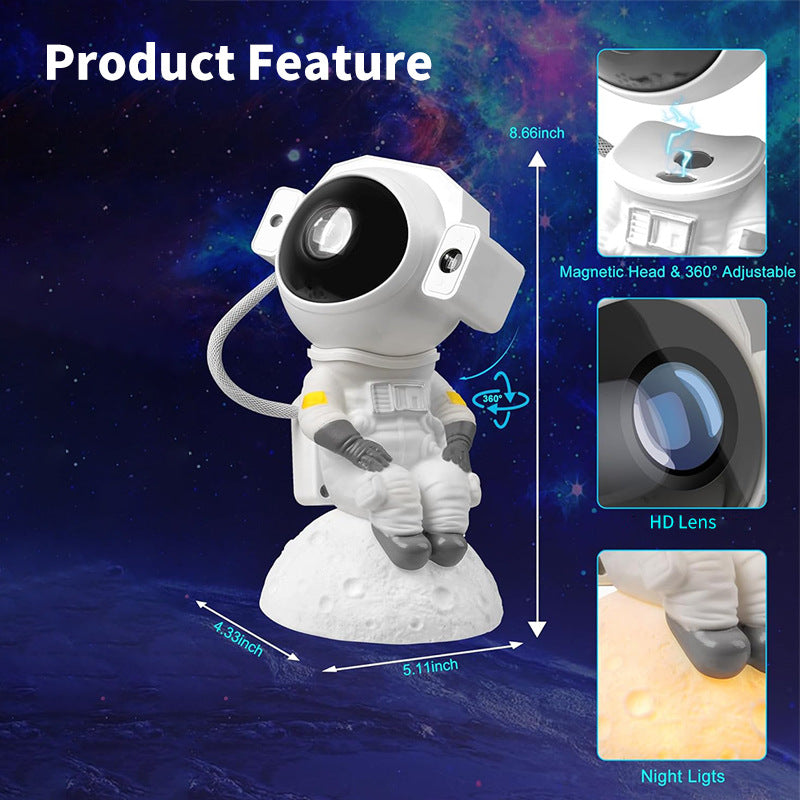 Star Projector Galaxy Night Light Astronaut Sitting On The Moon Bluetooth Starry Nebula LED Lamp with Remote and Timer Projector Lights NINETY NIGHT   