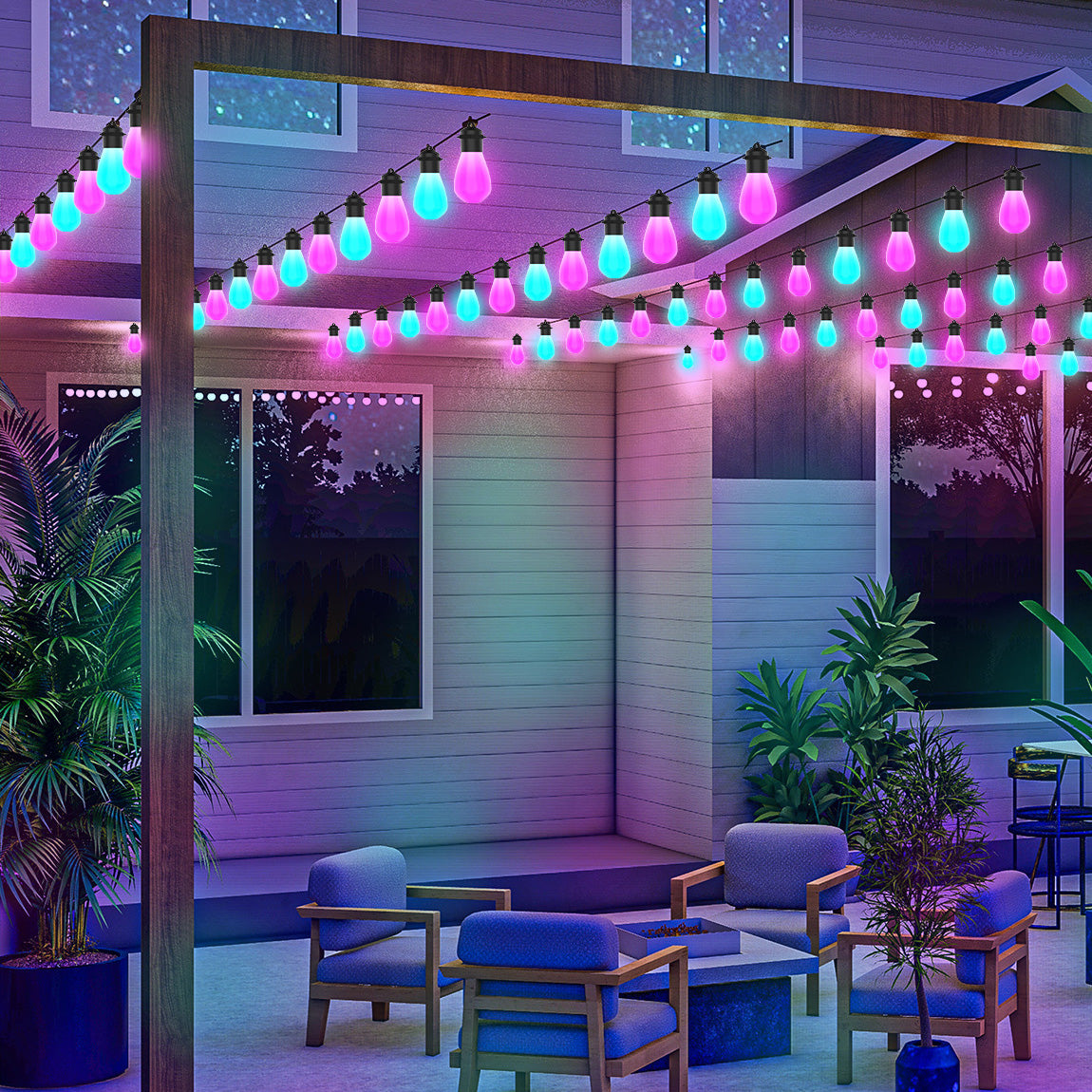 39.4FT LED Strip Lights Rope Light Blub Bluetooth Wifi APP Remote Control Timing Camping Charms Projector Lights NINETY NIGHT   