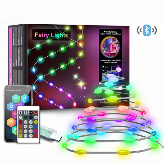 65.6FT LED Strip Lights Rope Light Oval Balls Bluetooth Wifi APP Remote Control Bedroom Living Room Courtyard Camping Charms Projector Lights NINETY NIGHT Bluetooth APP Control 16.4FT(5m)-50pcs lights 