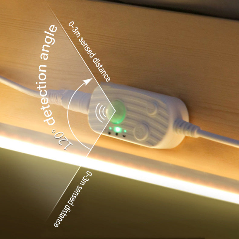 6.56FT LED Strip Lights Smart Sensor Rope Light Warm White USB Charging Waterproof Camping Bedroom Kitchen Cupboard Projector Lights NINETY NIGHT   