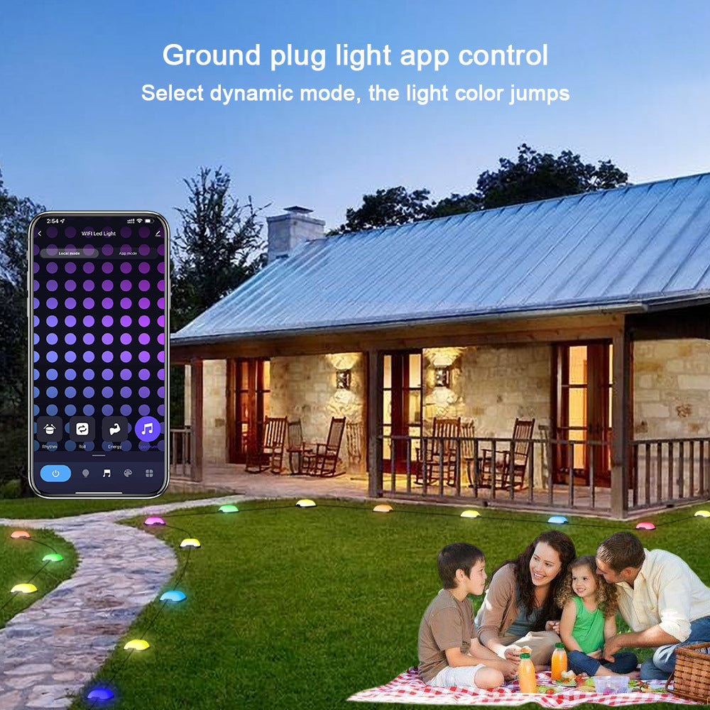 32.8FT RGB LED Strip Lawn Lights Rope Light Multiple Colors Ground Plug Bluetooth APP Control Waterproof Timing Camping Charms Projector Lights NINETY NIGHT   