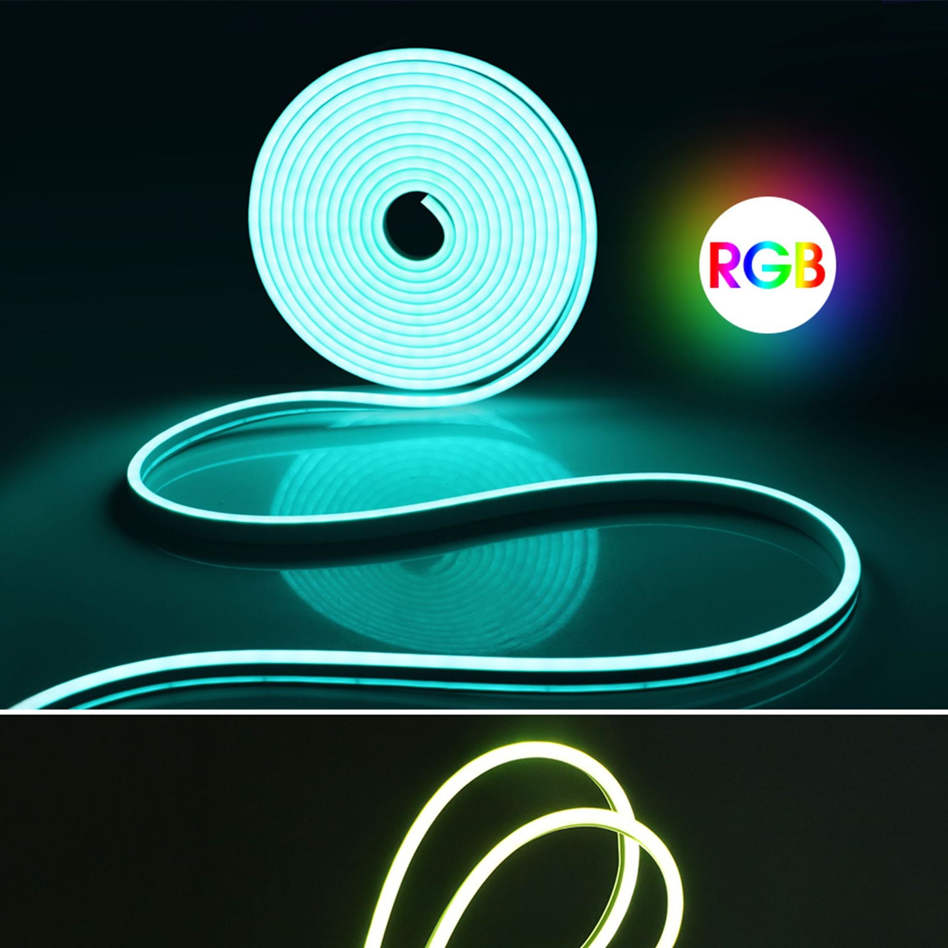 16.4FT RGB LED Strip Lights TV Backlight Neon Rope Light Multiple Colors Remote Bluetooth APP Control Waterproof Camping Bedroom Kitchen Cupboard Projector Lights NINETY NIGHT   