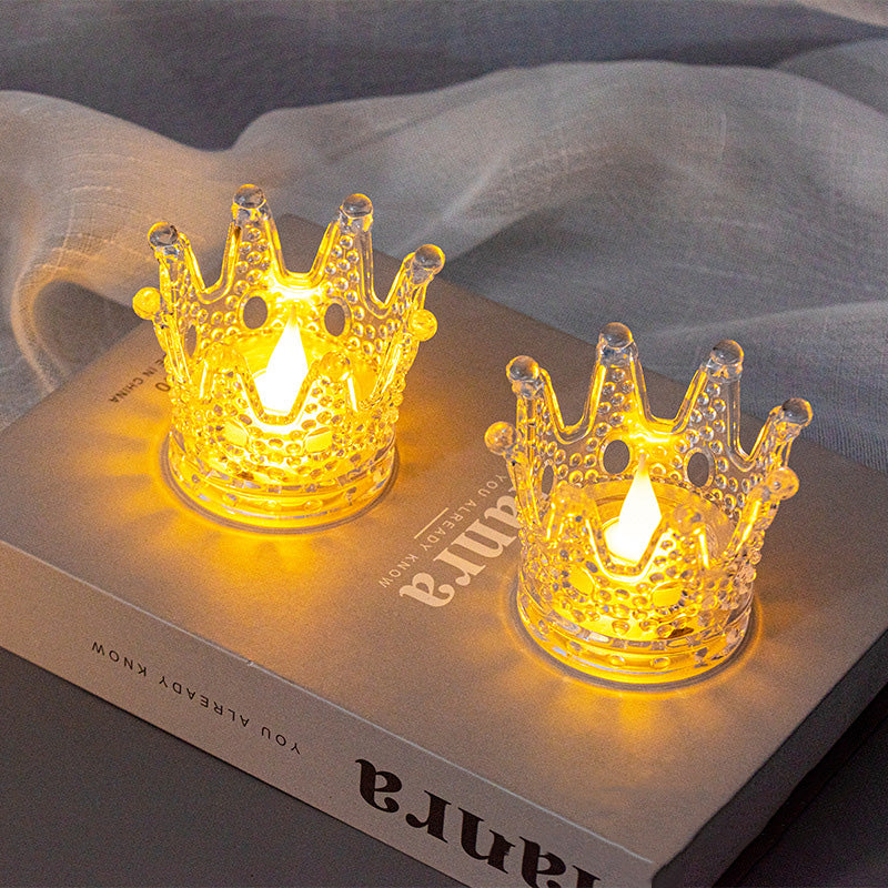 LED Camping Light Crown Electronic Candle Night Light Cafe Bar Outdoor Traveling To Go Cute Charms Projector Lights NINETY NIGHT   