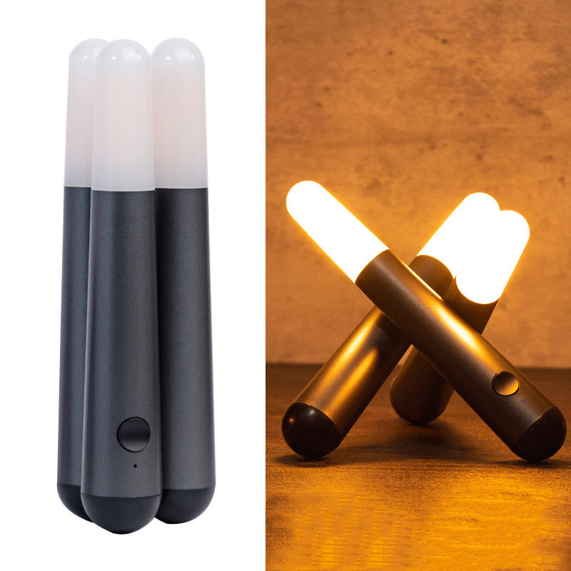 LED Camping Light Night Light Three Sticks Candlelight Portable Outdoor Traveling To Go USB Charging Charms Projector Lights NINETY NIGHT   