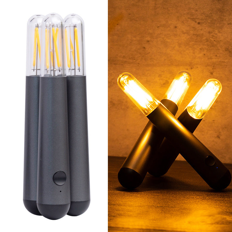 LED Camping Light Night Light Three Sticks Candlelight Portable Outdoor Traveling To Go USB Charging Charms Projector Lights NINETY NIGHT   