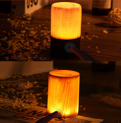 LED Camping Light Tent Light Night Light Solid Wood Cylinder Cube Outdoor Traveling To Go USB Charging Charms Projector Lights NINETY NIGHT   