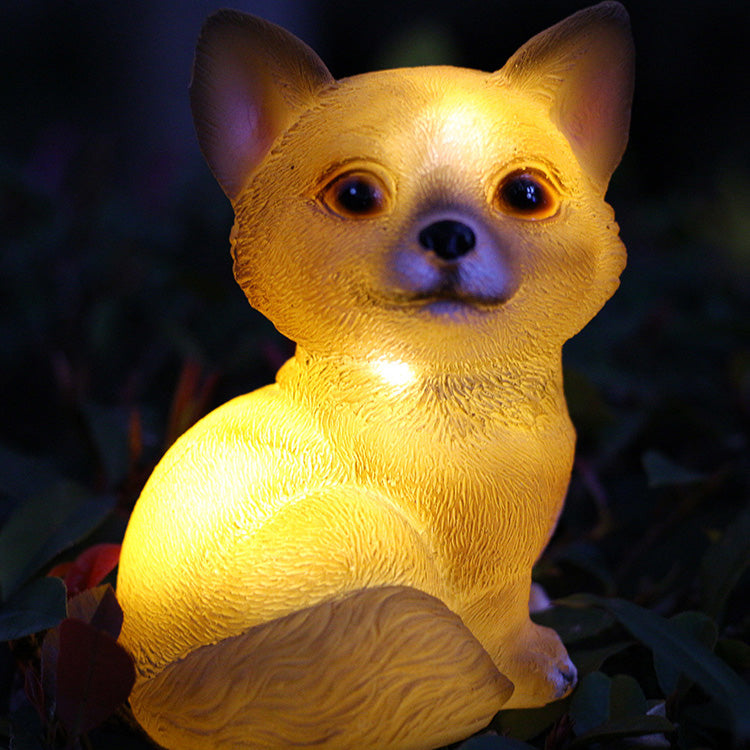LED Light Resin Dog Puppy Snail Rabbit Waterproof Solar Charging Garden Courtyard Outdoor Traveling To Go Charms Projector Lights NINETY NIGHT   