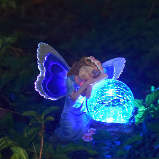 LED Light Resin Fairy Crystal Ball Waterproof Solar Charging Garden Courtyard Outdoor Traveling To Go Charms Projector Lights NINETY NIGHT   