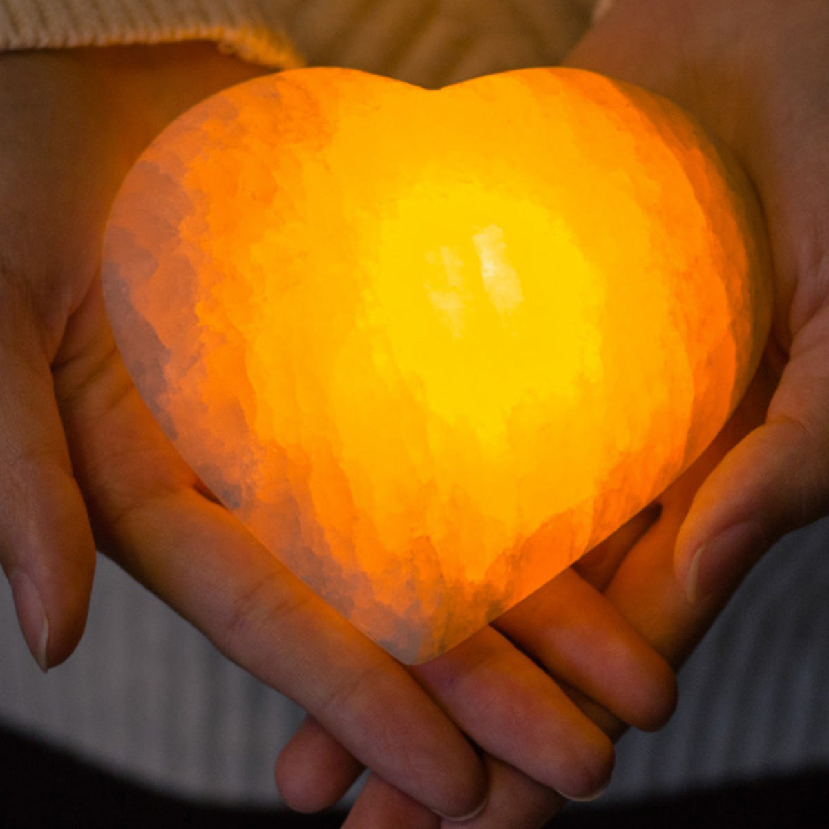 LED Night Light Heart Natural Mineral Stone Table Lamp USB Charging Handmade Unique Charms Projector Lights NINETY NIGHT   
