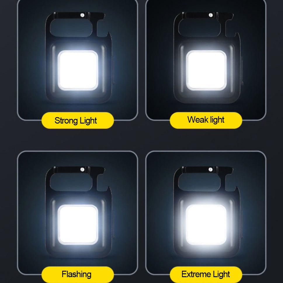 2PCS COB Urgent Light Flashing Keychain Hanging Portable Square Outdoor Traveling To Go Charms Projector Lights NINETY NIGHT   