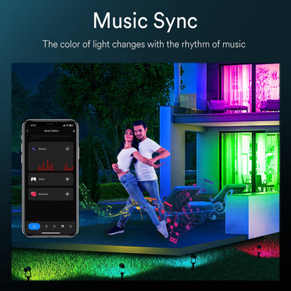 5PCS LED Lawn Lights Ground Plug Multiple Colors Music Sync Sensor Bluetooth APP Control Waterproof Projector Outdoor Projector Lights NINETY NIGHT   