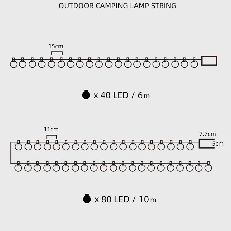 32.8FT LED Strip Lights Rope Light Blub Camping Light Tent Light Hanging AA Battery Outdoor Garden Courtyard Lighting Charms Projector Lights NINETY NIGHT   
