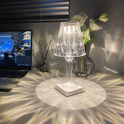 LED Night Light Mini Table Lamp Diamond Arcrylic Transparent Bedroom Living Room Bar Cafe Hotel USB Charging Charms Projector Lights NINETY NIGHT   