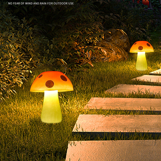 LED Light Resin Mushroom Waterproof Solar Charging Garden Courtyard Outdoor Traveling To Go Charms Projector Lights NINETY NIGHT   