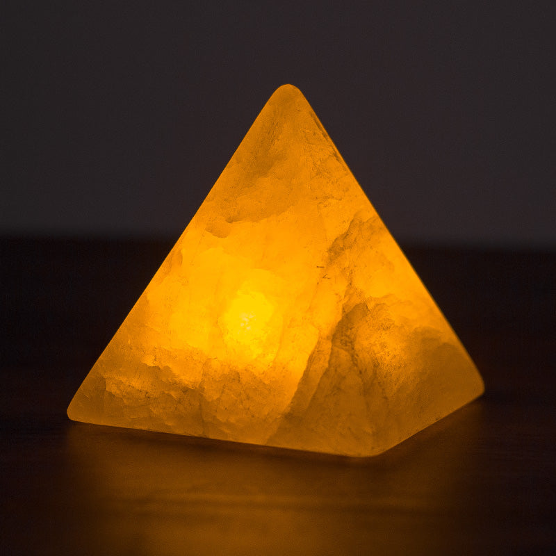 LED Night Light Pyramid Natural Mineral Stone Table Lamp USB Charging Handmade Unique Charms Projector Lights NINETY NIGHT White Mineral Button Battery-Orange Light 8cm