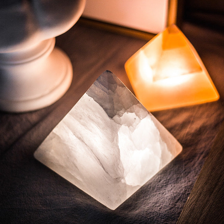 LED Night Light Pyramid Natural Mineral Stone Table Lamp USB Charging Handmade Unique Charms Projector Lights NINETY NIGHT   