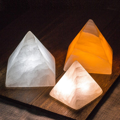 LED Night Light Pyramid Natural Mineral Stone Table Lamp USB Charging Handmade Unique Charms Projector Lights NINETY NIGHT   