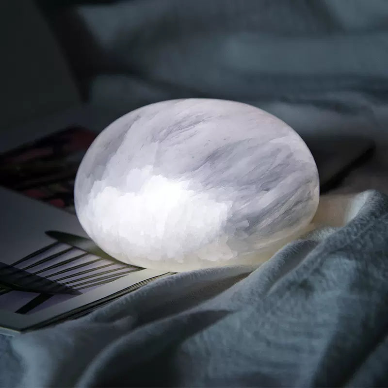 LED Night Light Round Natural Mineral Stone Table Lamp USB Charging Handmade Unique Charms Projector Lights NINETY NIGHT   