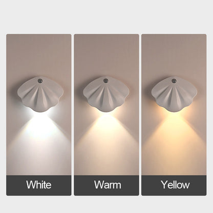 LED Wall Light Sconce Shell Induction Sensor Magnetic Attachment Gum USB Charging Charms Unique Projector Lights NINETY NIGHT   
