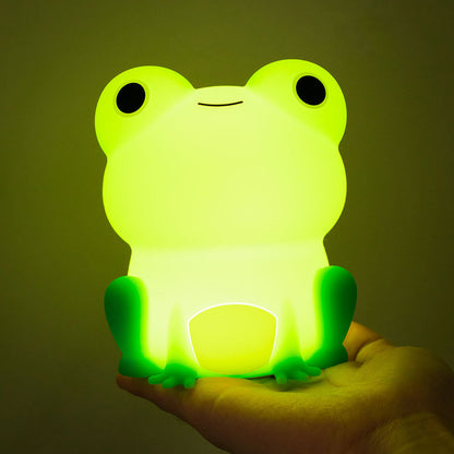LED Night Light Silicone Touch Sensor Frog Table Lamp USB Charging Cute Children Kids Room Projector Lights NINETY NIGHT   
