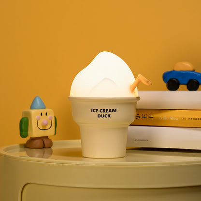 LED Night Light Silicone Touch Sensor Ice Cream Duck Table Lamp USB Charging Cute Children Kids Room Projector Lights NINETY NIGHT   