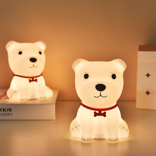 LED Night Light Silicone Touch Sensor Puppy Dog Table Lamp USB Charging Cute Children Kids Room Projector Lights NINETY NIGHT   