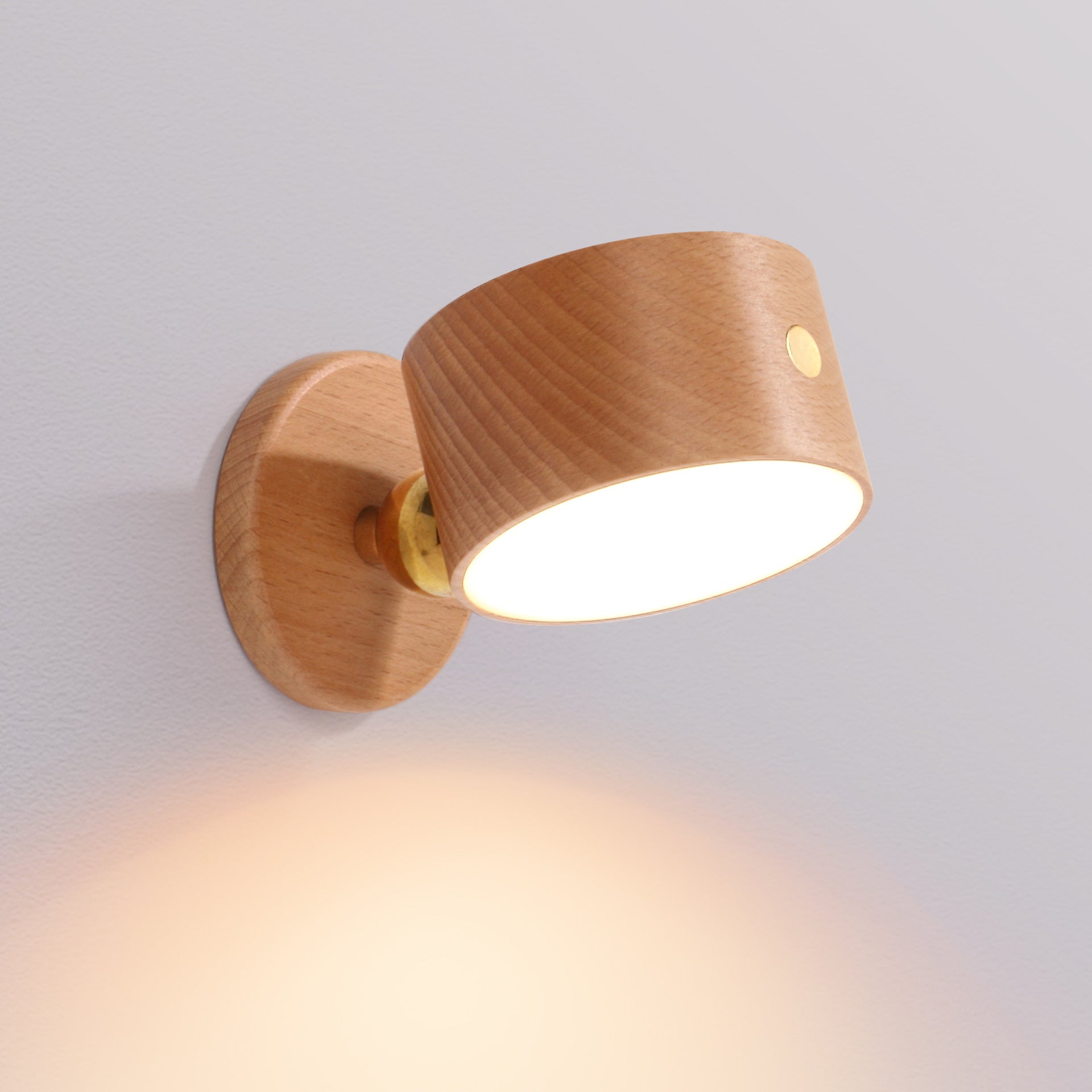 LED Wall Light Sconce Round Solid Wood Sapeli Gum Night Light USB Charging Charms Projector Lights NINETY NIGHT Solid Wood  