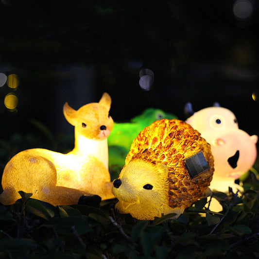 LED Light Resin Turtle Frog Hedgehog Deer Cow Waterproof Solar Charging Garden Courtyard Outdoor Traveling To Go Charms Projector Lights NINETY NIGHT   